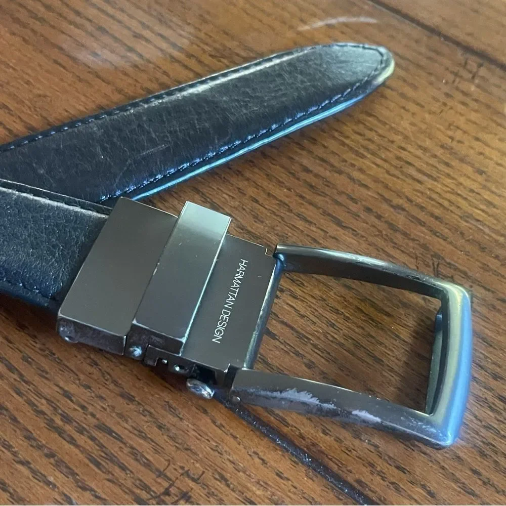 Harmattan Black Leather Belt with Kevlar Core Ratchet System One Size Fits Most